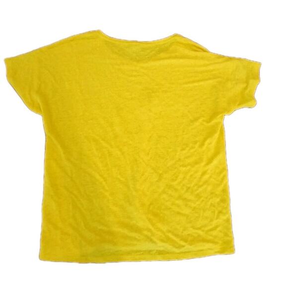 Chico’s Women's 100% Linen T-Shirt Size 2 US Large Bright Yellow Short Sleeve - Picture 4 of 7